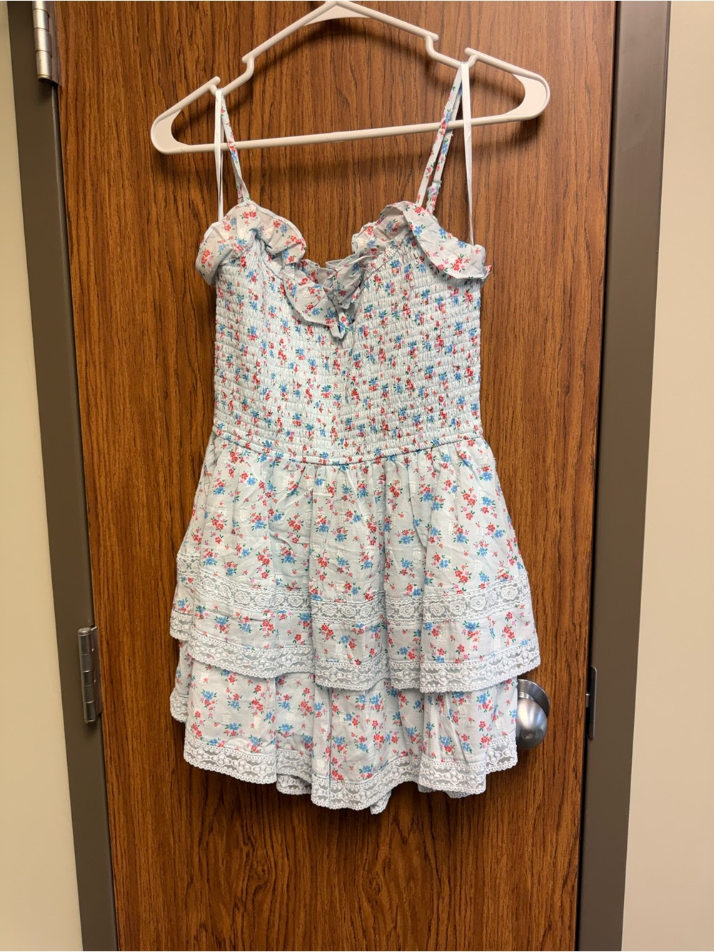 Light Blue Floral Ruffle Romper